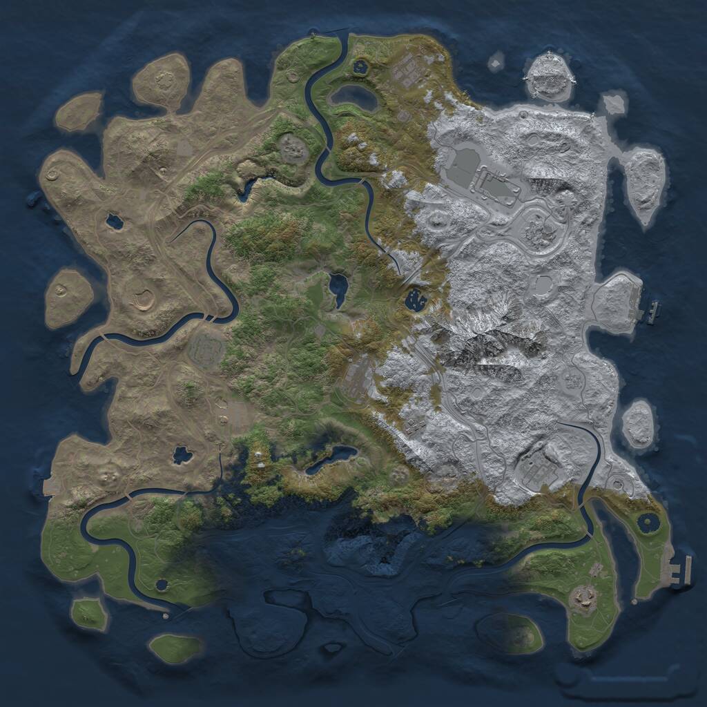 Rust Map: Procedural Map, Size: 5000, Seed: 1634, 17 Monuments