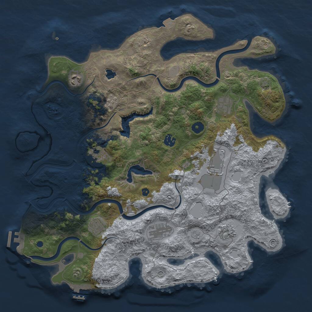 Rust Map: Procedural Map, Size: 4000, Seed: 25172, 15 Monuments