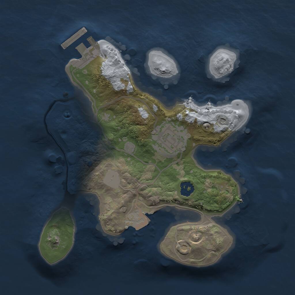 Rust Map: Procedural Map, Size: 2000, Seed: 1227123079, 3 Monuments