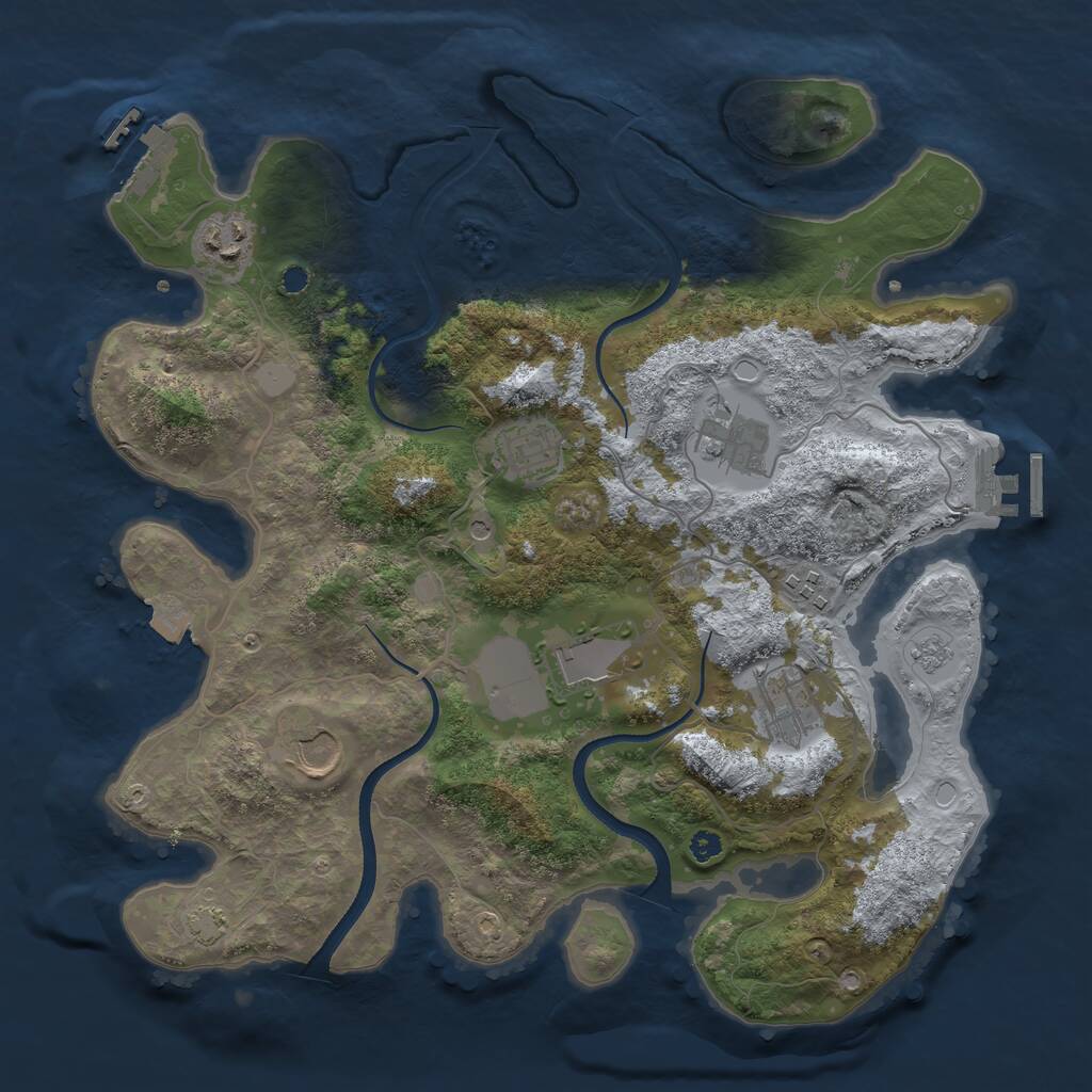 Rust Map: Procedural Map, Size: 3500, Seed: 1626183095, 13 Monuments