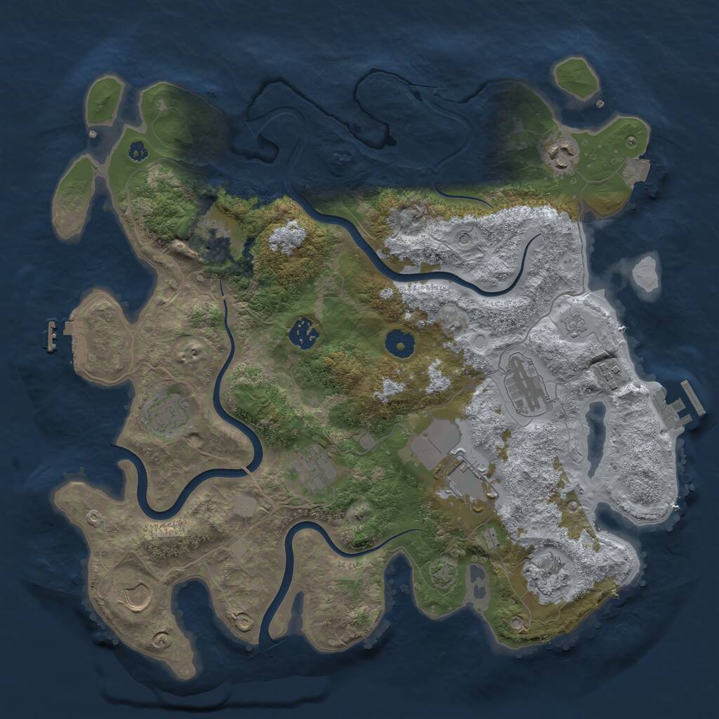 Rust Map: Procedural Map, Size: 3750, Seed: 829484247, 16 Monuments