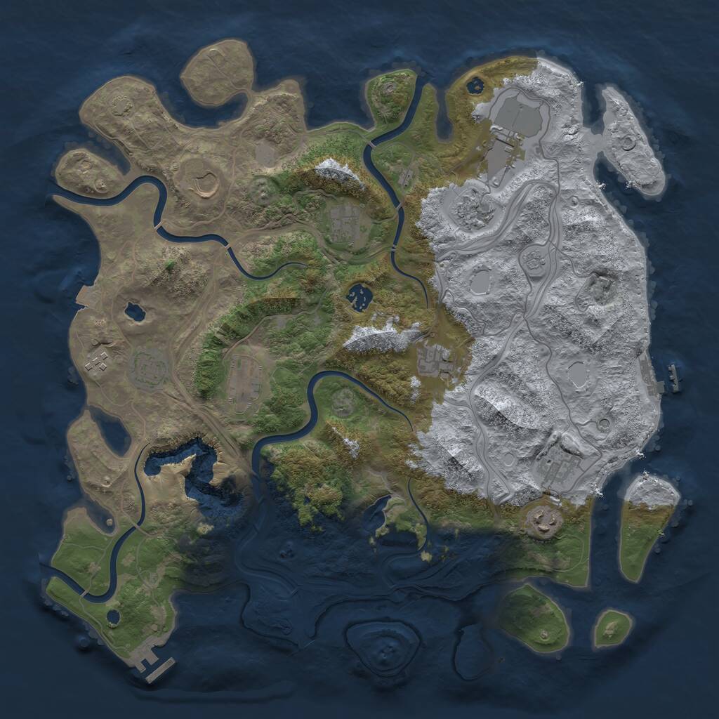 Rust Map: Procedural Map, Size: 4250, Seed: 1003129594, 17 Monuments