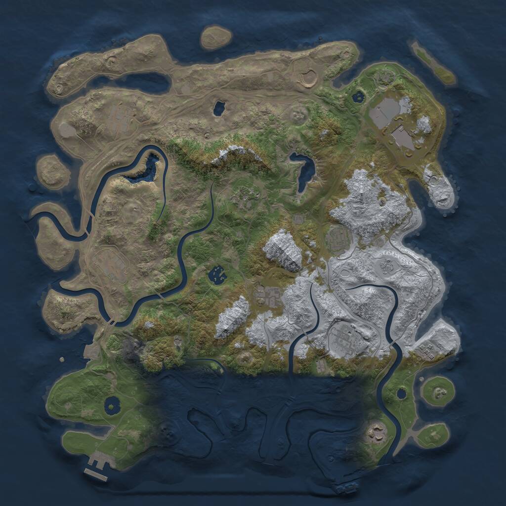 Rust Map: Procedural Map, Size: 4250, Seed: 1280014386, 17 Monuments