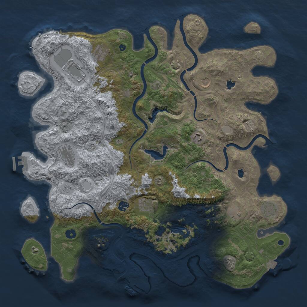 Rust Map: Procedural Map, Size: 4500, Seed: 830634738, 16 Monuments