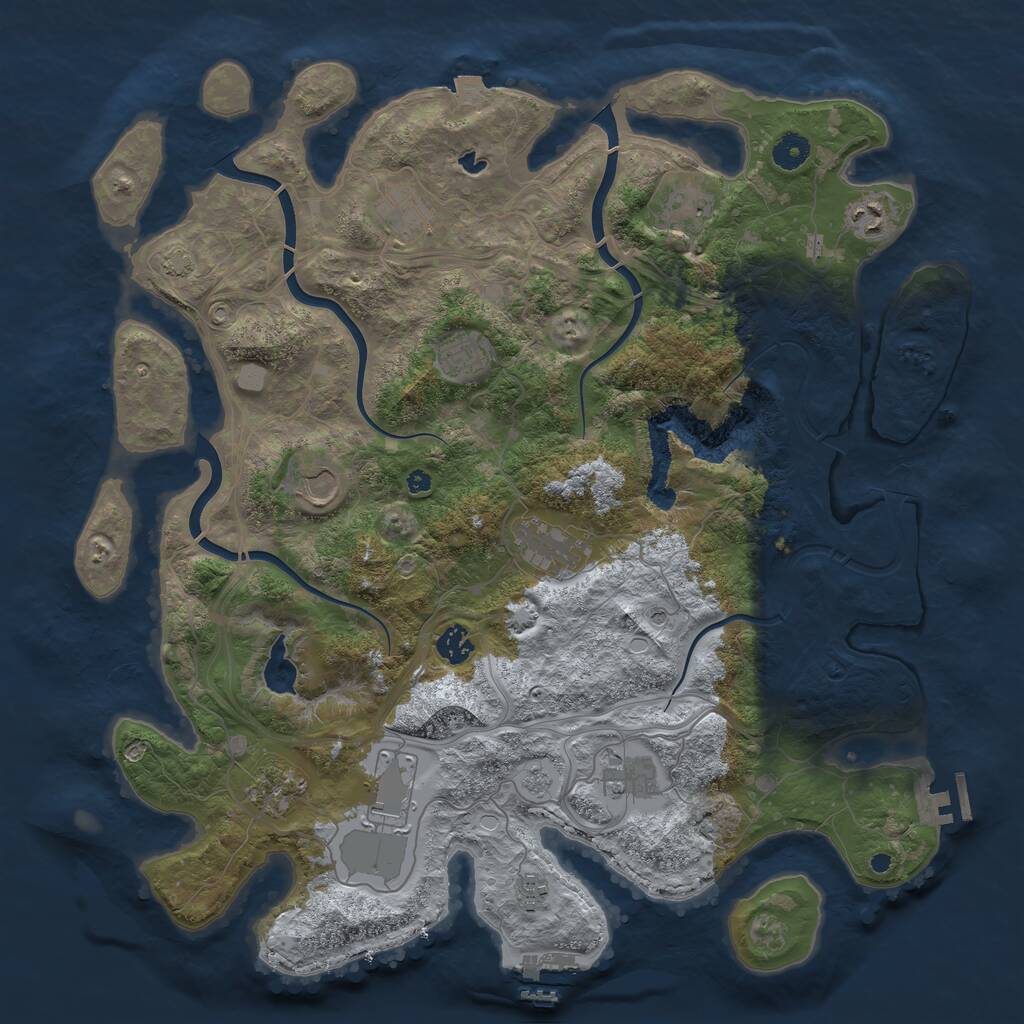 Rust Map: Procedural Map, Size: 4250, Seed: 1843009789, 17 Monuments