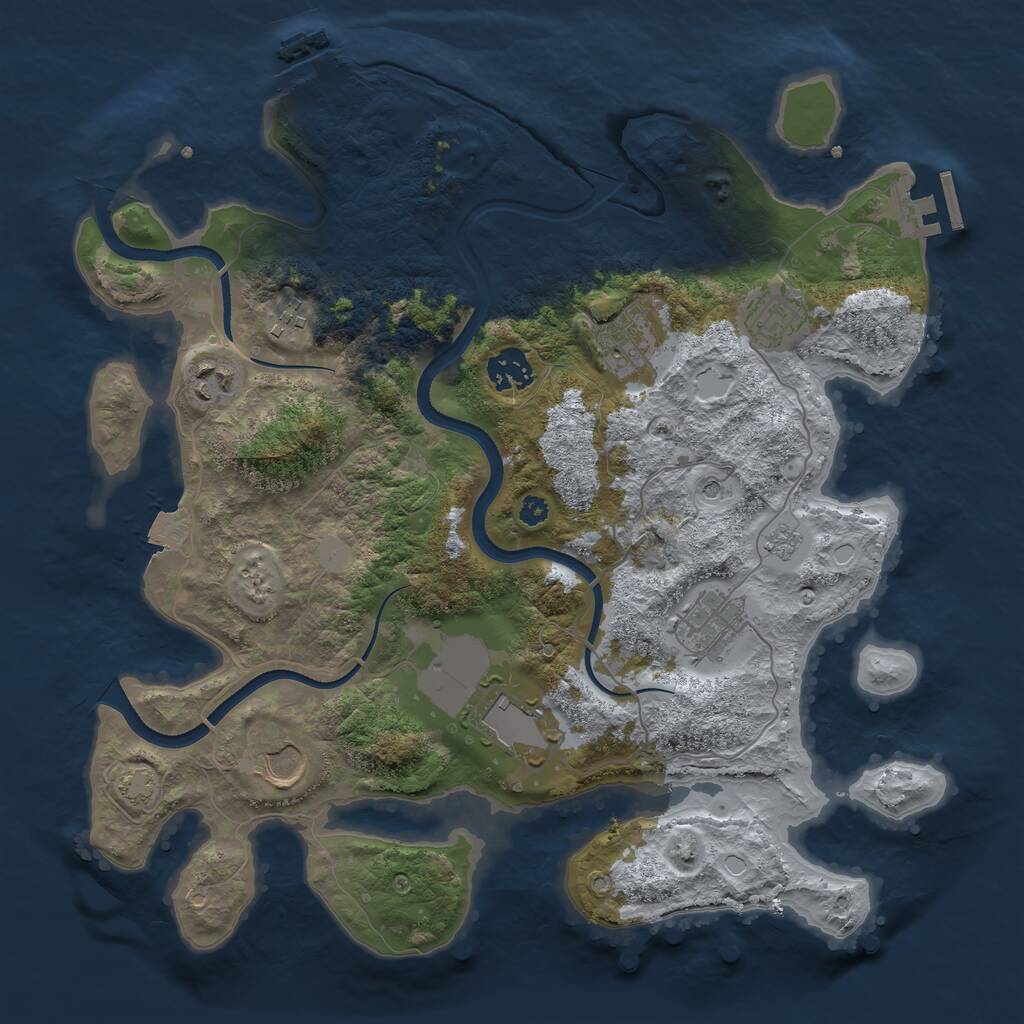Rust Map: Procedural Map, Size: 3500, Seed: 154311, 14 Monuments
