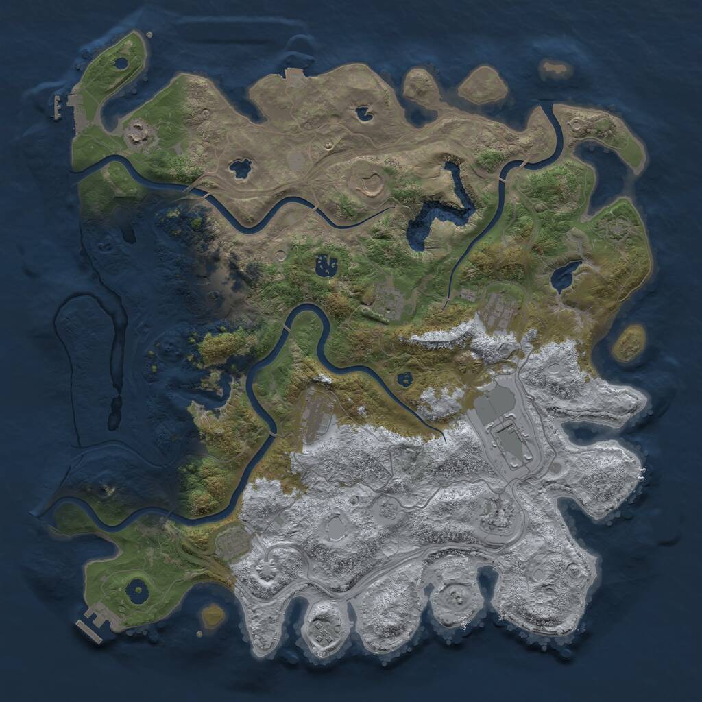 Rust Map: Procedural Map, Size: 4500, Seed: 1190519145, 17 Monuments