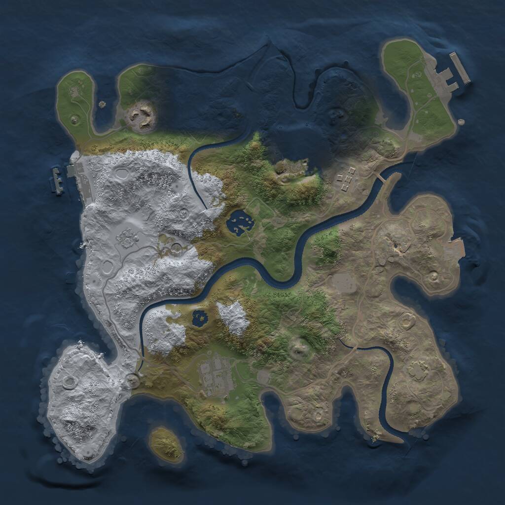 Rust Map: Procedural Map, Size: 3000, Seed: 1824194853, 11 Monuments