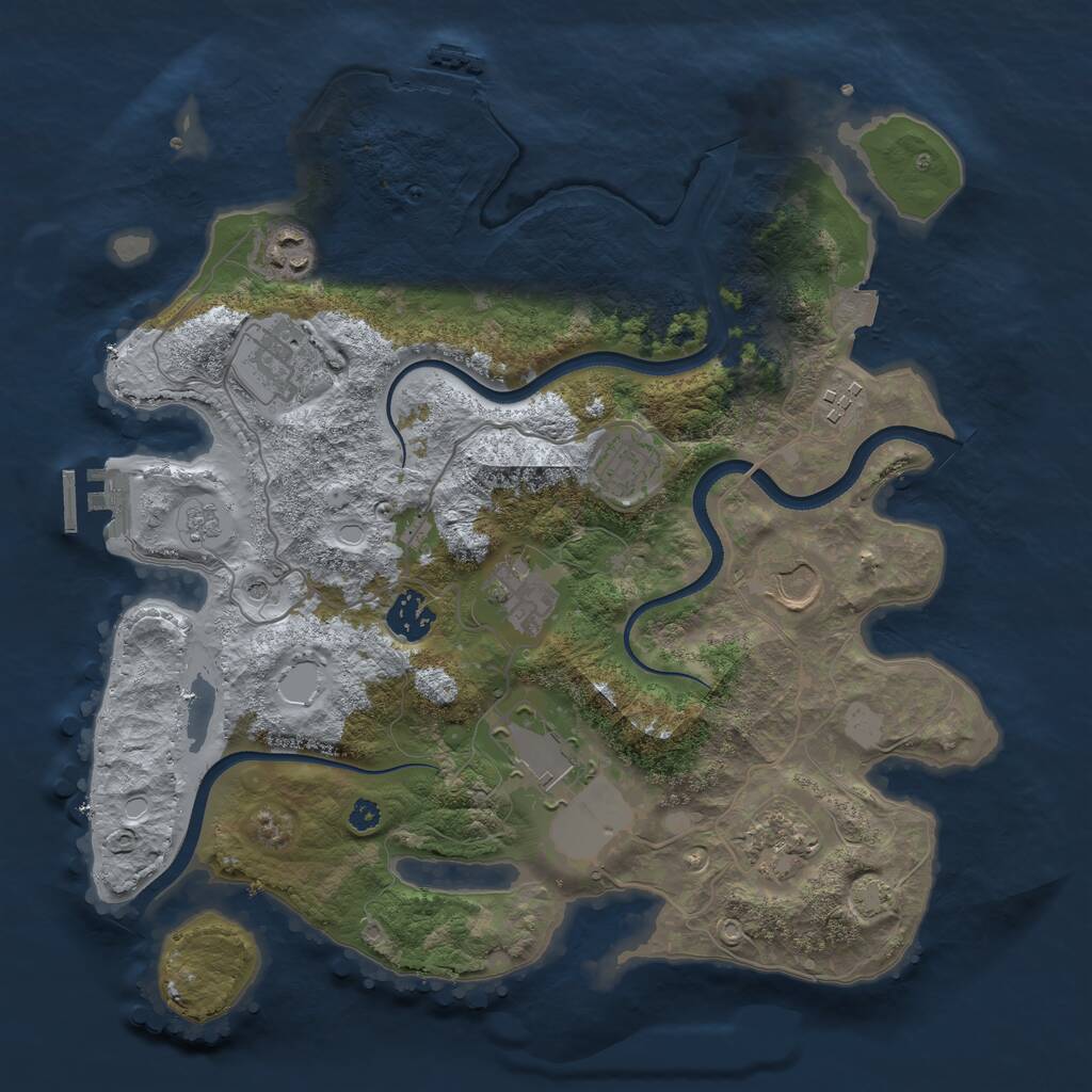 Rust Map: Procedural Map, Size: 3500, Seed: 651654123, 15 Monuments