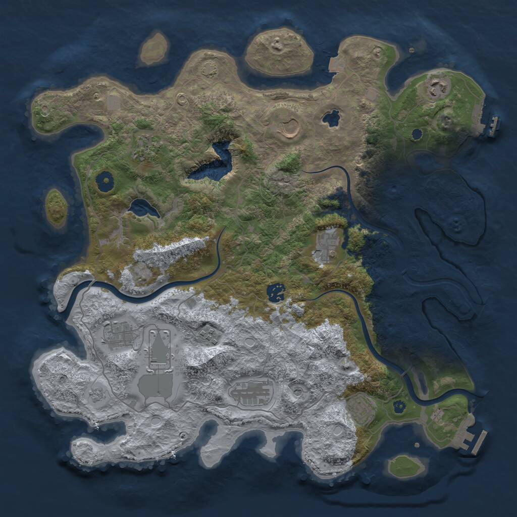 Rust Map: Procedural Map, Size: 4000, Seed: 400972646, 16 Monuments