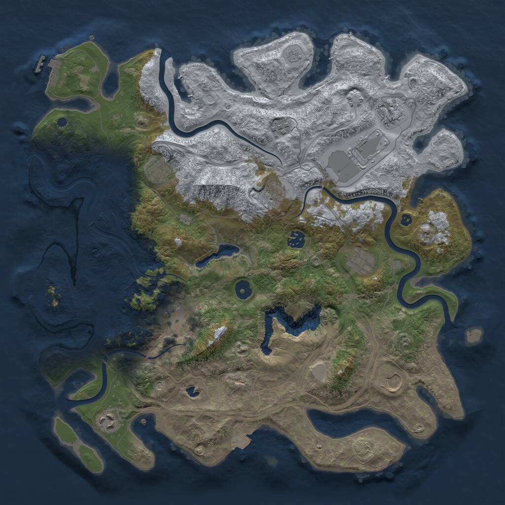 Rust Map: Procedural Map, Size: 4250, Seed: 721035724, 16 Monuments