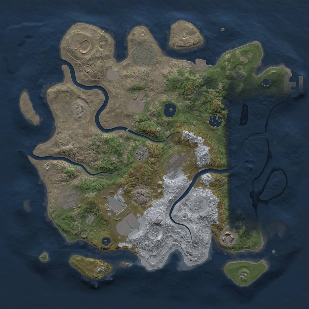 Rust Map: Procedural Map, Size: 3500, Seed: 529337093, 14 Monuments