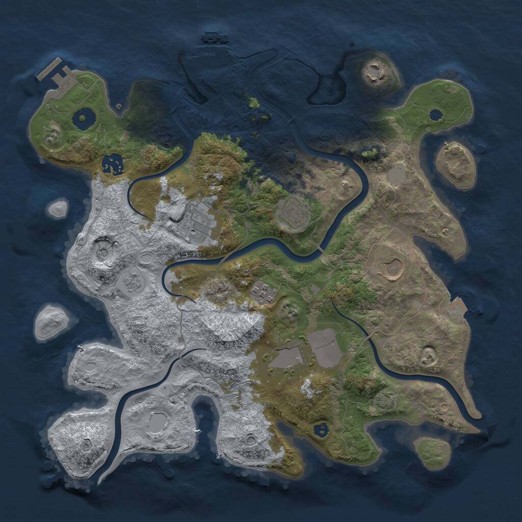 Rust Map: Procedural Map, Size: 3500, Seed: 2059562789, 13 Monuments