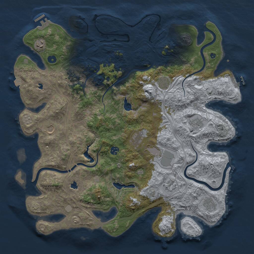 Rust Map: Procedural Map, Size: 4500, Seed: 10011, 16 Monuments