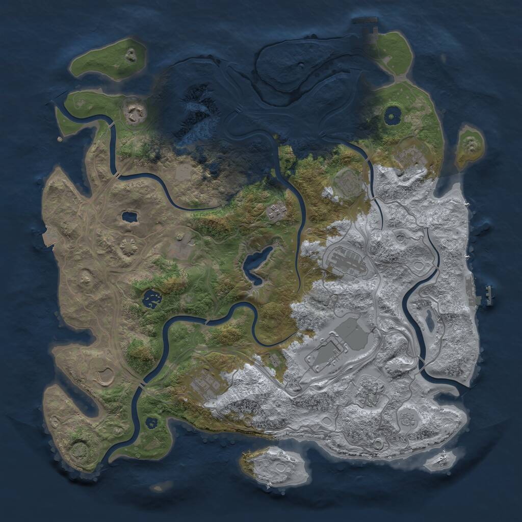 Rust Map: Procedural Map, Size: 4250, Seed: 1262754005, 17 Monuments