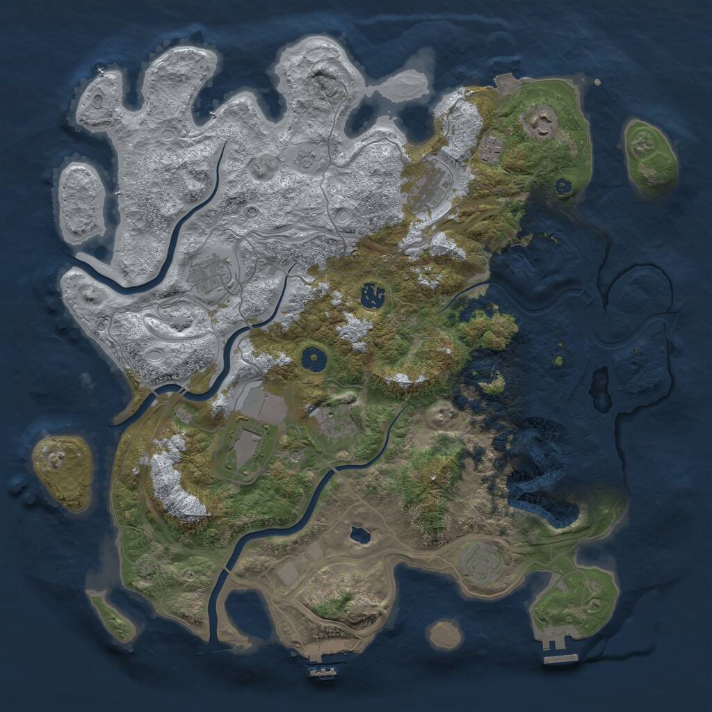 Rust Map: Procedural Map, Size: 4250, Seed: 665428623, 14 Monuments