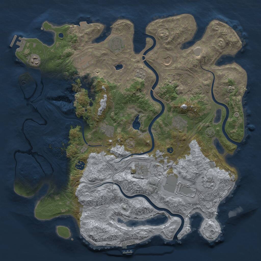 Rust Map: Procedural Map, Size: 4250, Seed: 2026285834, 17 Monuments