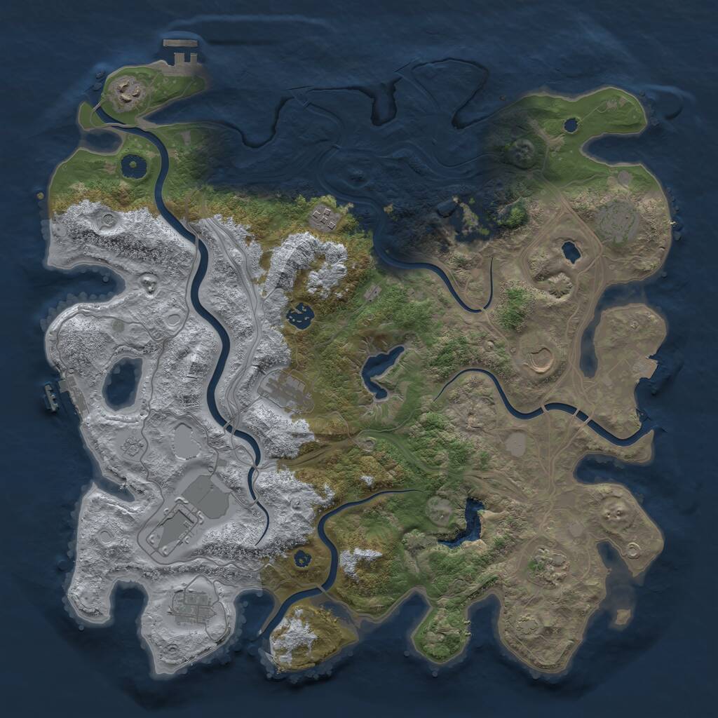 Rust Map: Procedural Map, Size: 4250, Seed: 1361002625, 16 Monuments