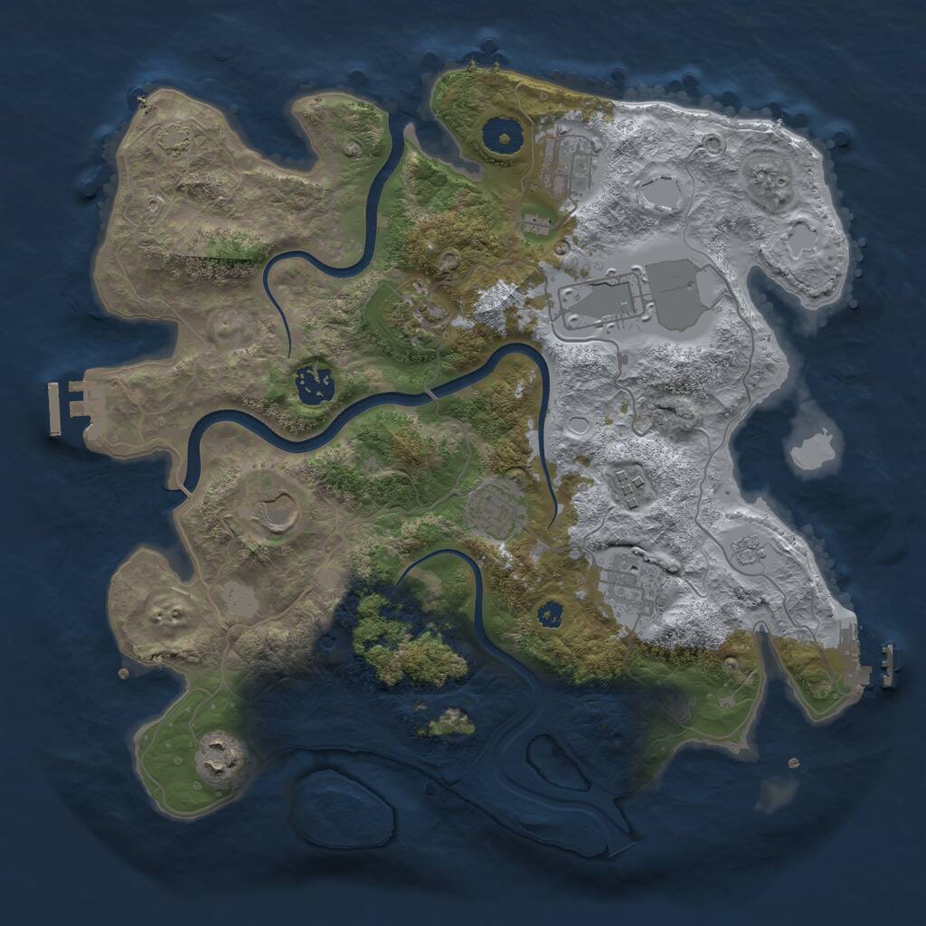 Rust Map: Procedural Map, Size: 3500, Seed: 2065836756, 15 Monuments