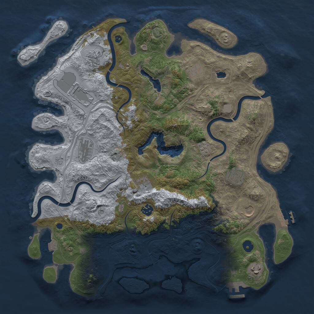 Rust Map: Procedural Map, Size: 4250, Seed: 2043965851, 16 Monuments