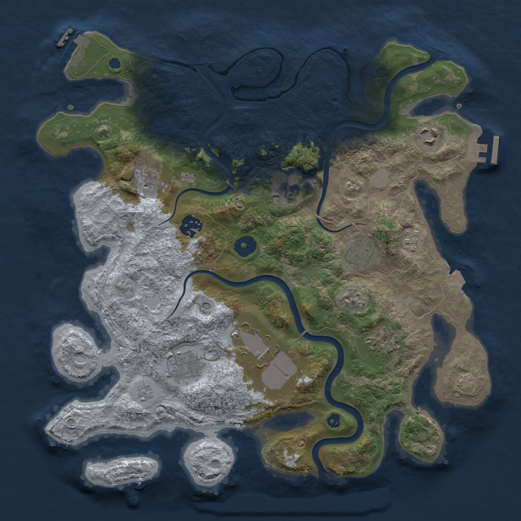 Rust Map: Procedural Map, Size: 3700, Seed: 694096664, 15 Monuments