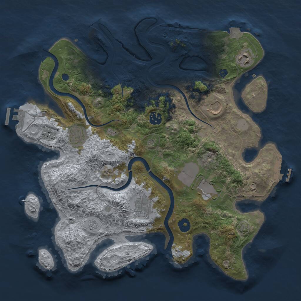 Rust Map: Procedural Map, Size: 3500, Seed: 162352149, 13 Monuments