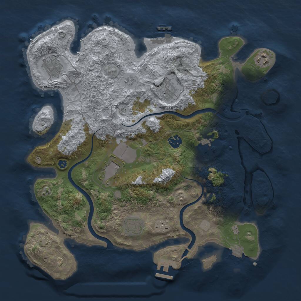 Rust Map: Procedural Map, Size: 3500, Seed: 1545265559, 14 Monuments