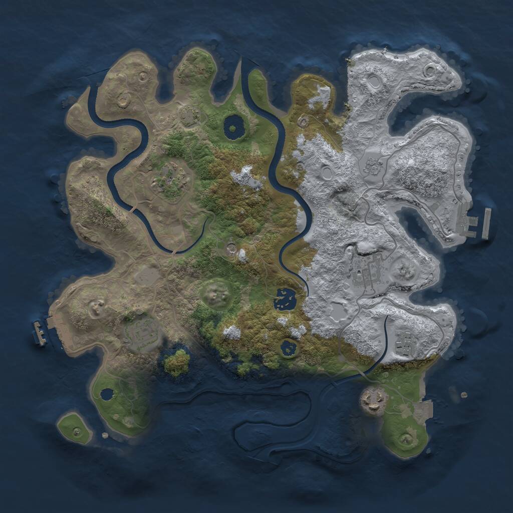 Rust Map: Procedural Map, Size: 3300, Seed: 1422362383, 12 Monuments
