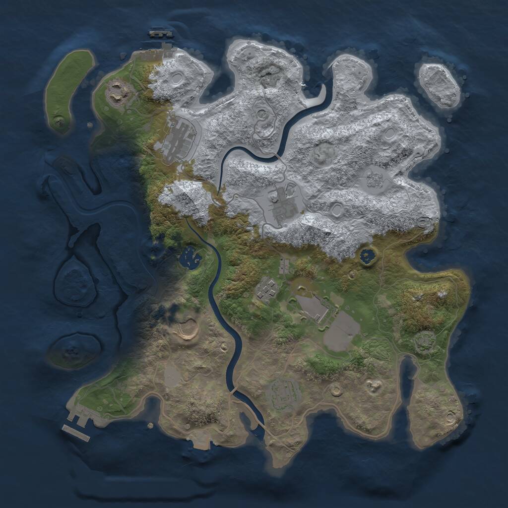 Rust Map: Procedural Map, Size: 3500, Seed: 15230, 14 Monuments