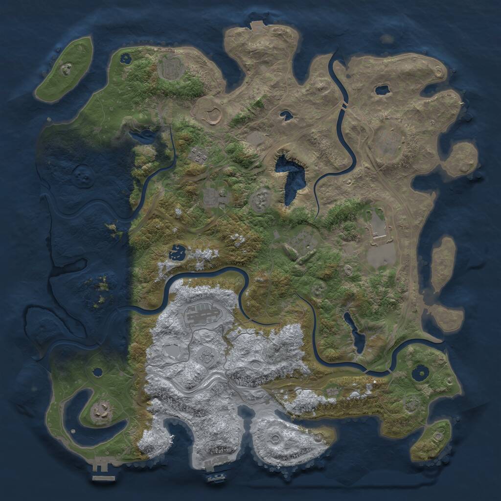 Rust Map: Procedural Map, Size: 4500, Seed: 880562194, 16 Monuments