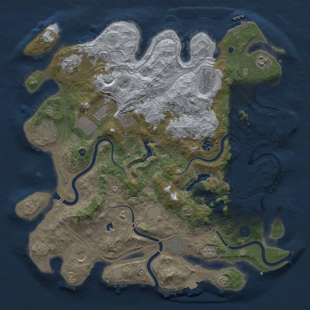 Rust Map: Procedural Map, Size: 4250, Seed: 1176063555, 17 Monuments
