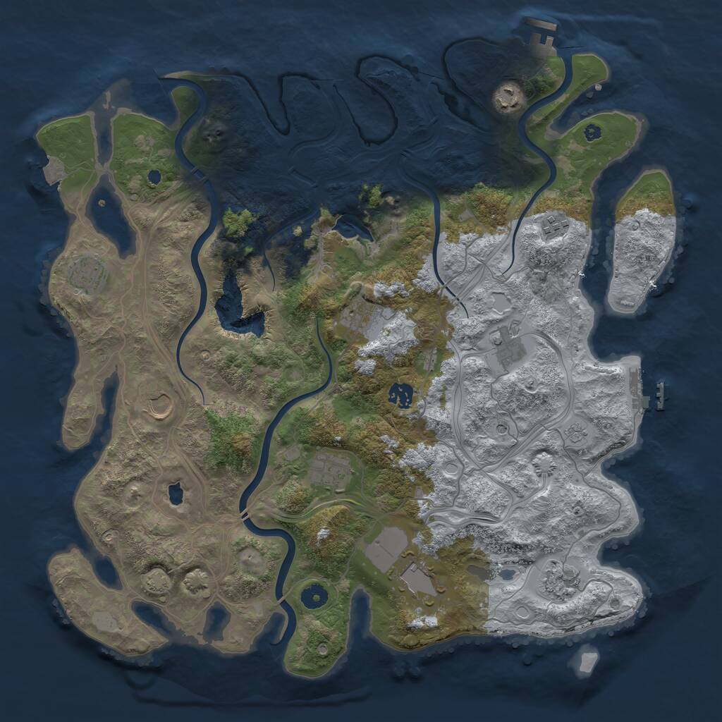 Rust Map: Procedural Map, Size: 4250, Seed: 762361034, 16 Monuments