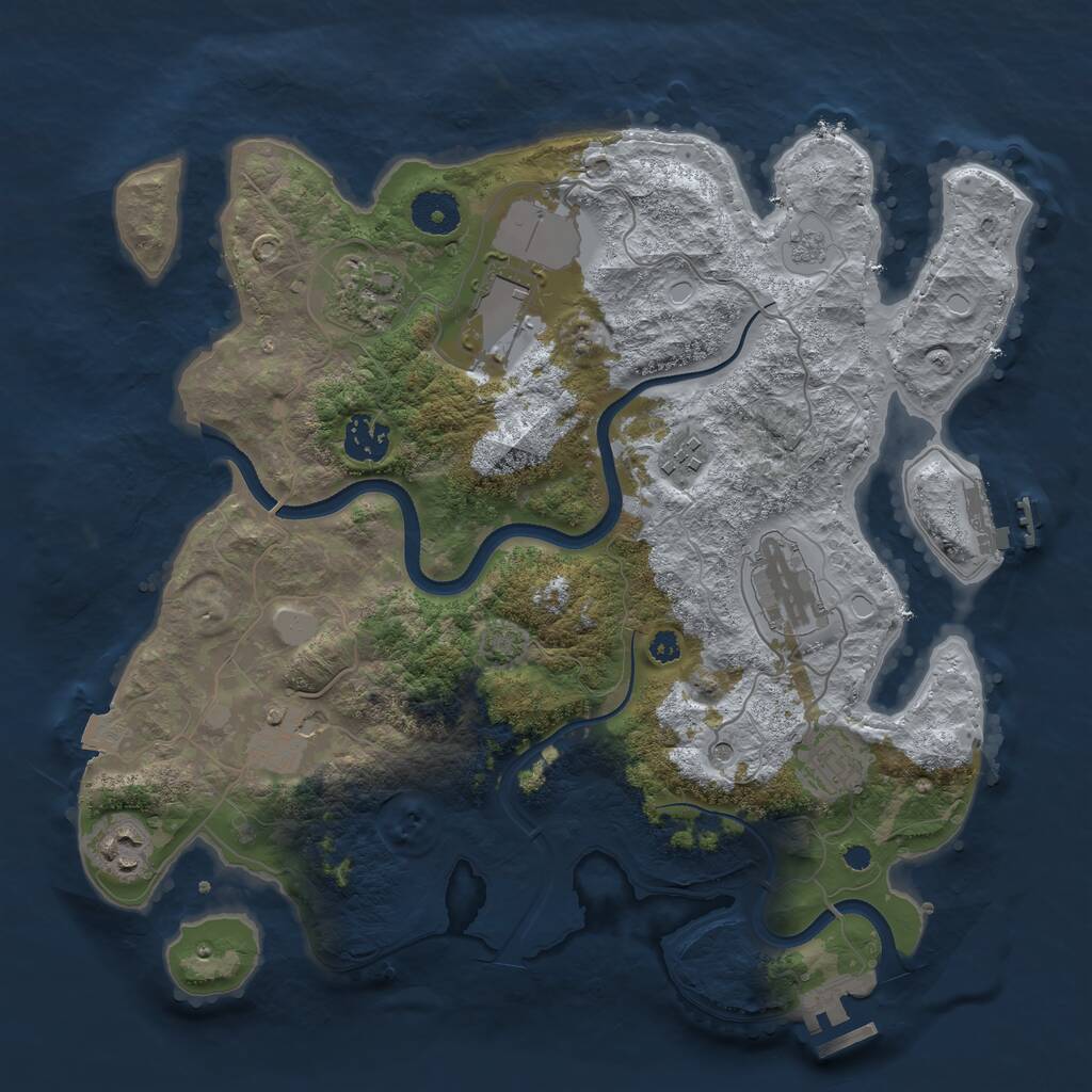Rust Map: Procedural Map, Size: 3500, Seed: 275309491, 14 Monuments