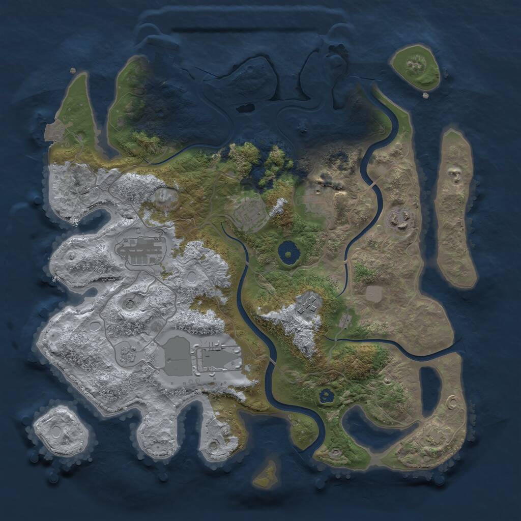 Rust Map: Procedural Map, Size: 3500, Seed: 30956, 11 Monuments