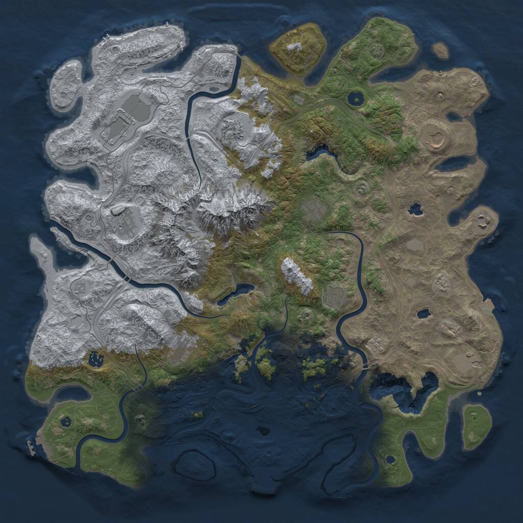 Rust Map: Procedural Map, Size: 5000, Seed: 1115345624, 17 Monuments