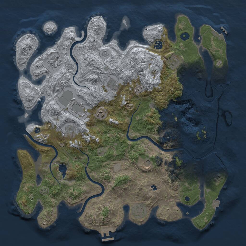Rust Map: Procedural Map, Size: 4250, Seed: 686858, 16 Monuments
