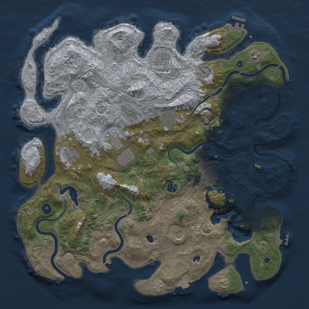 Rust Map: Procedural Map, Size: 4500, Seed: 1690072336, 16 Monuments