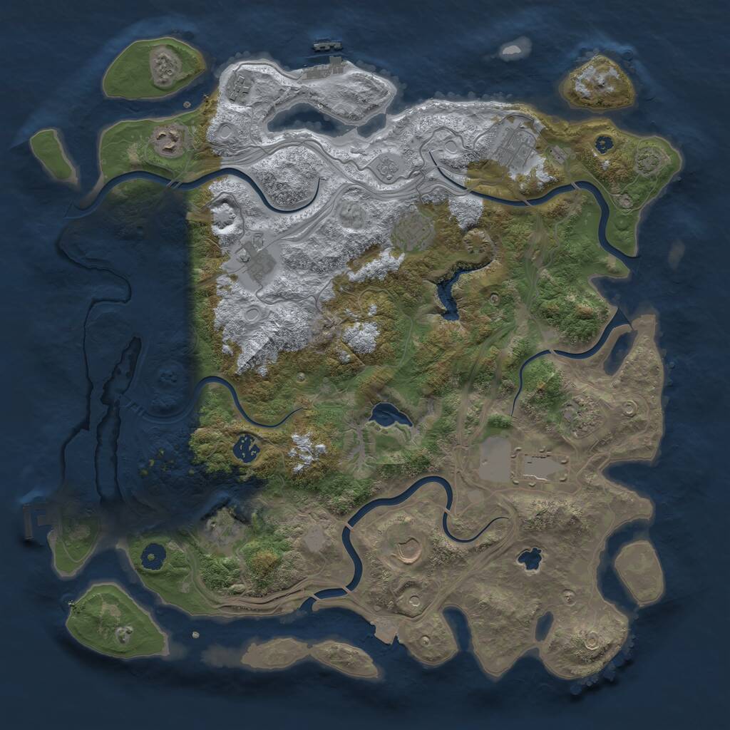 Rust Map: Procedural Map, Size: 4250, Seed: 454473371, 16 Monuments