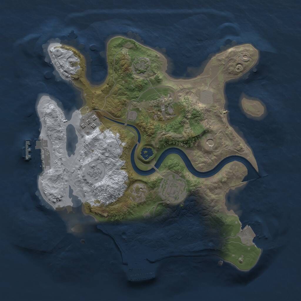 Rust Map: Procedural Map, Size: 2500, Seed: 911741, 9 Monuments