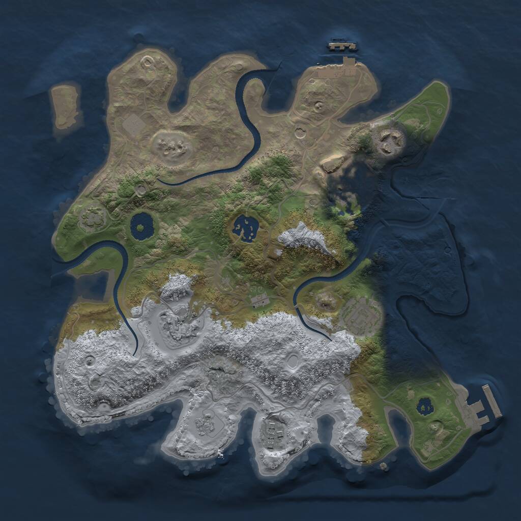 Rust Map: Procedural Map, Size: 3000, Seed: 2906, 12 Monuments