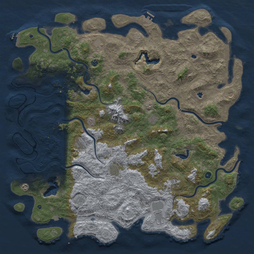 Rust Map: Procedural Map, Size: 6000, Seed: 1357984551, 17 Monuments
