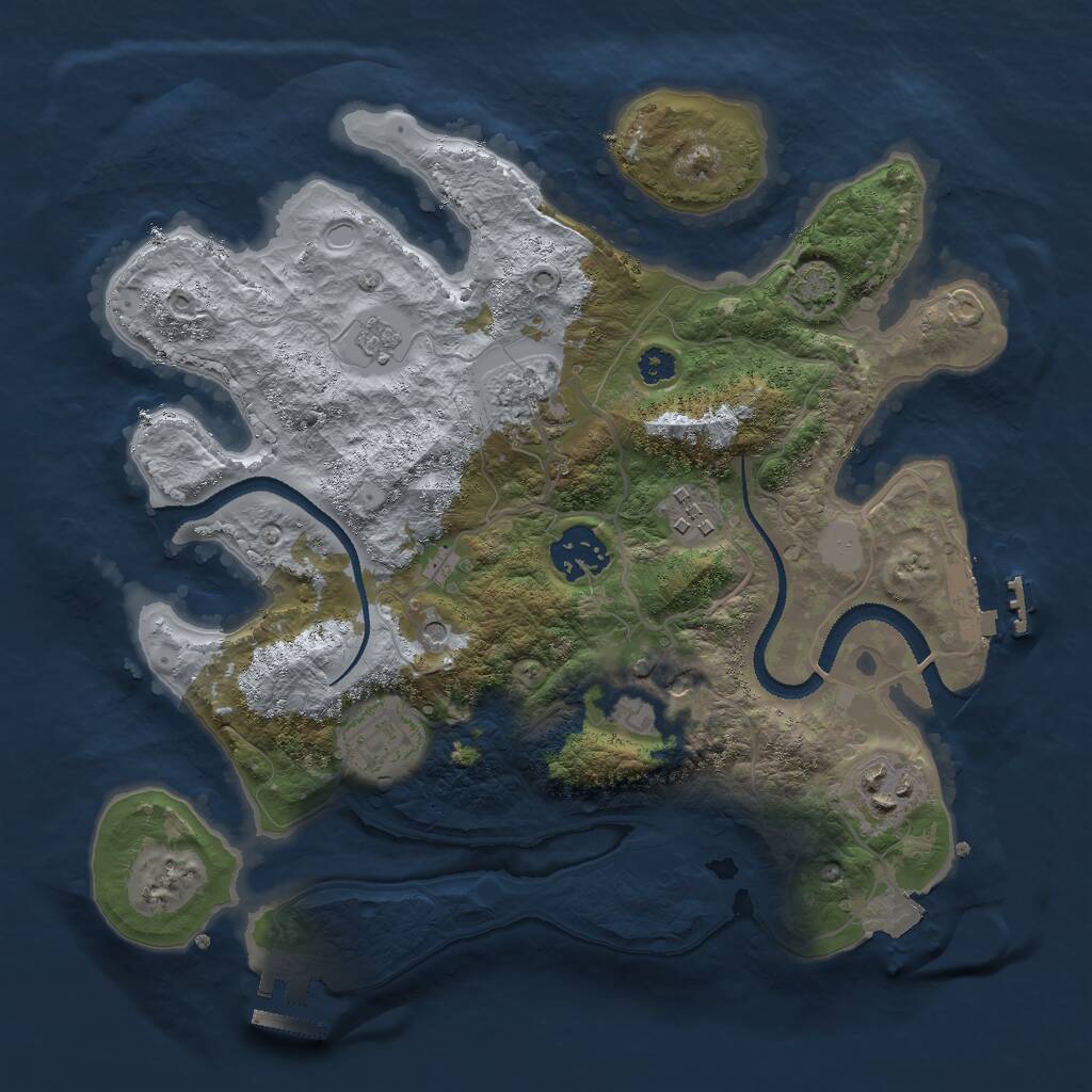 Rust Map: Procedural Map, Size: 3000, Seed: 2132467062, 12 Monuments