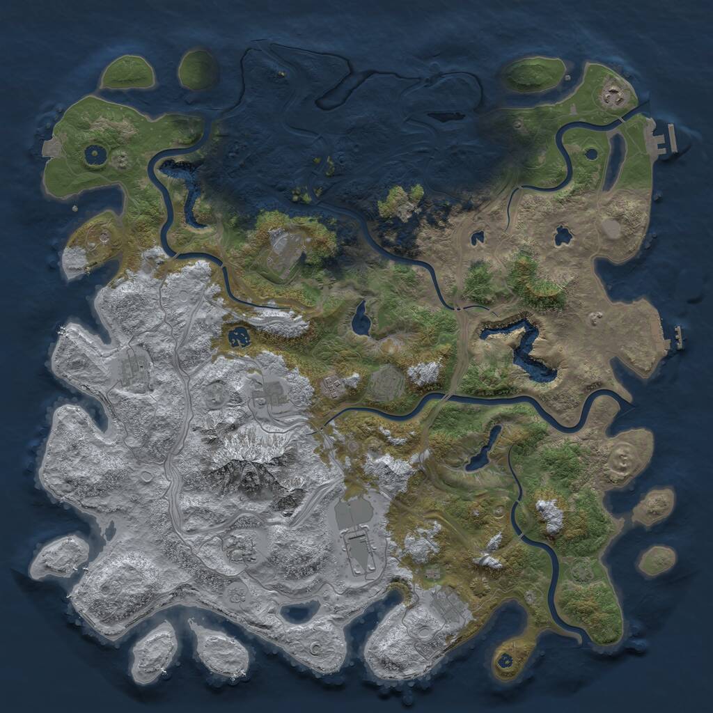 Rust Map: Procedural Map, Size: 5000, Seed: 2065698621, 16 Monuments