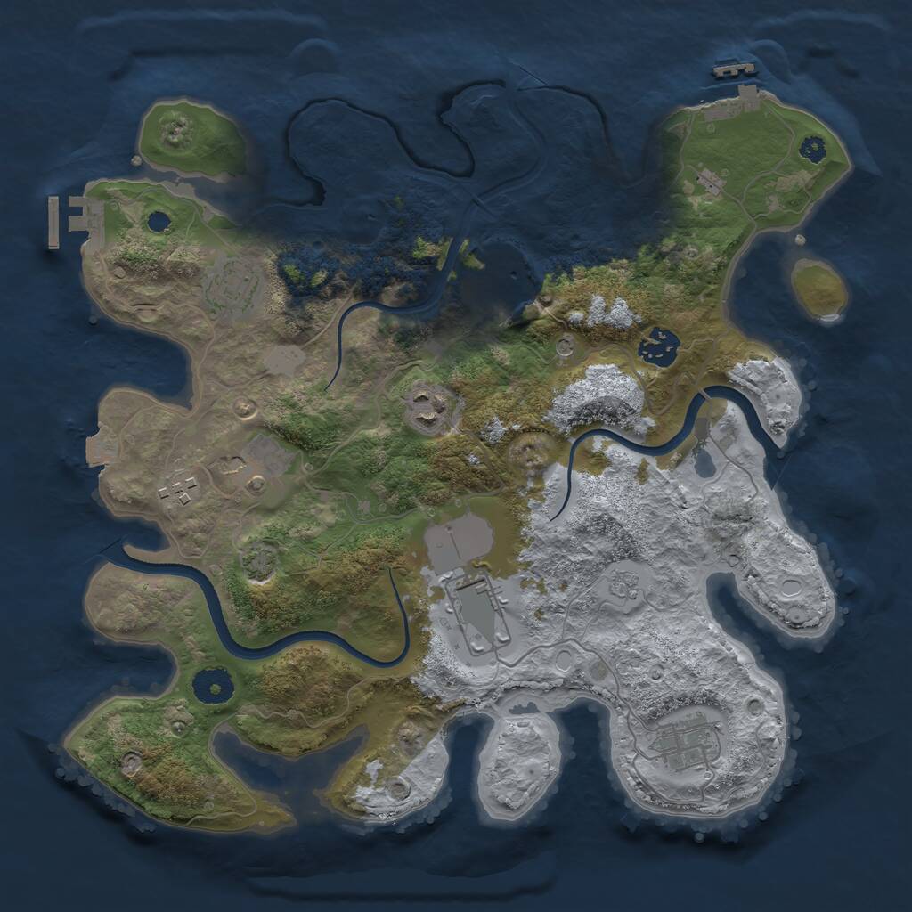 Rust Map: Procedural Map, Size: 3500, Seed: 648258, 14 Monuments
