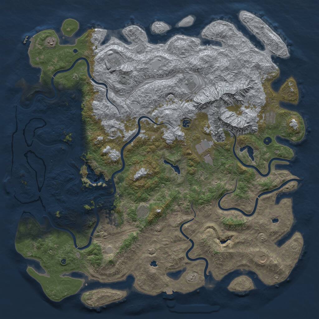 Rust Map: Procedural Map, Size: 6000, Seed: 52323, 17 Monuments