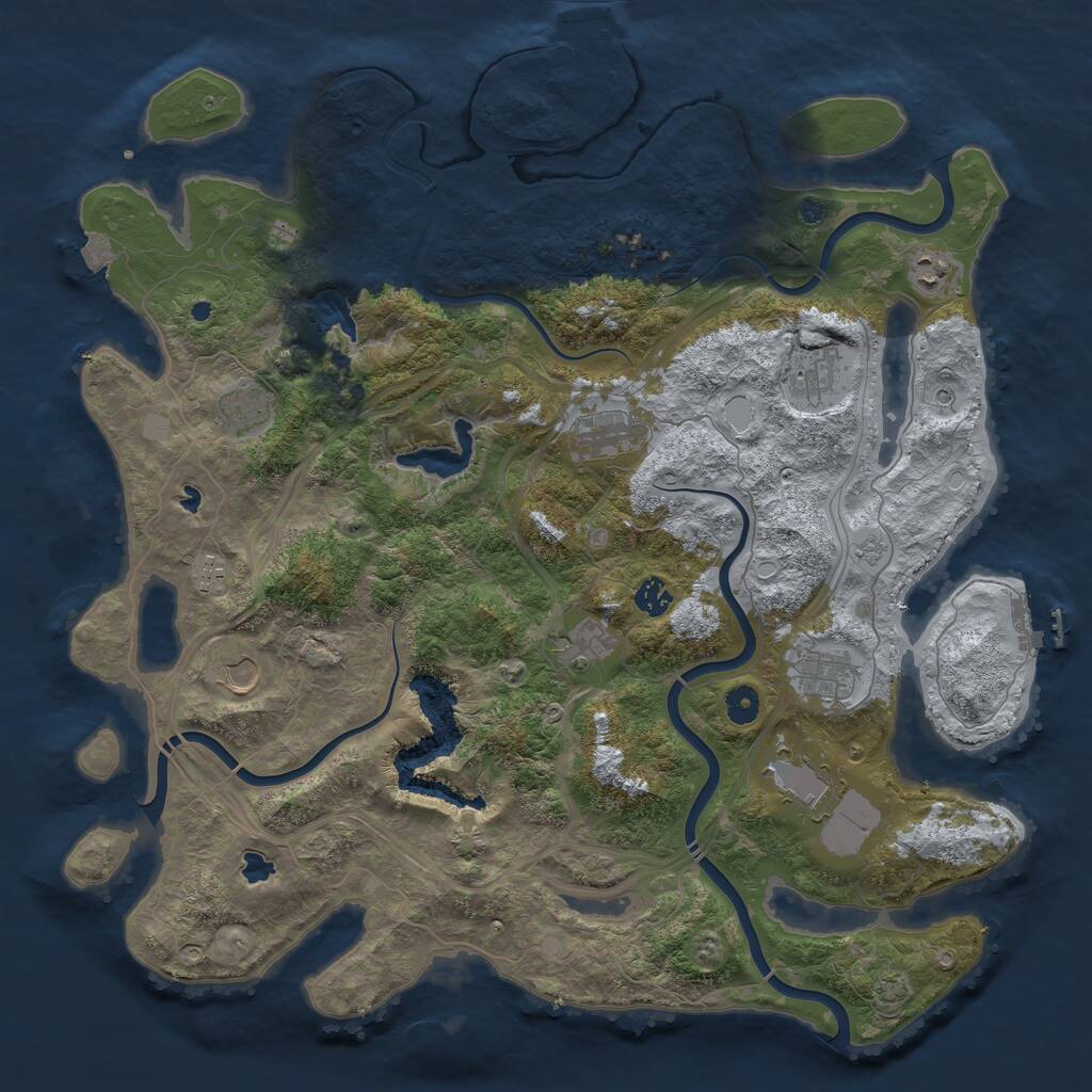 Rust Map: Procedural Map, Size: 4500, Seed: 49887, 16 Monuments