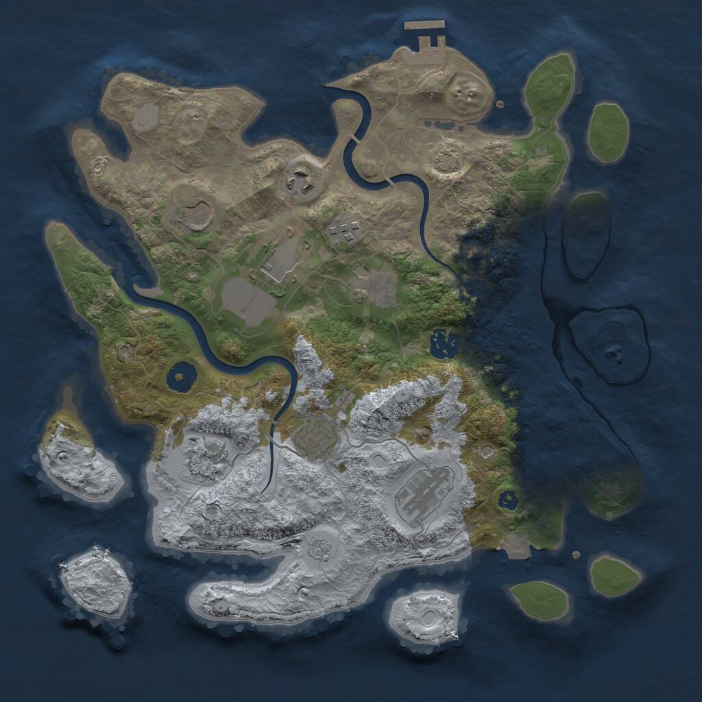 Rust Map: Procedural Map, Size: 3500, Seed: 921905858, 14 Monuments