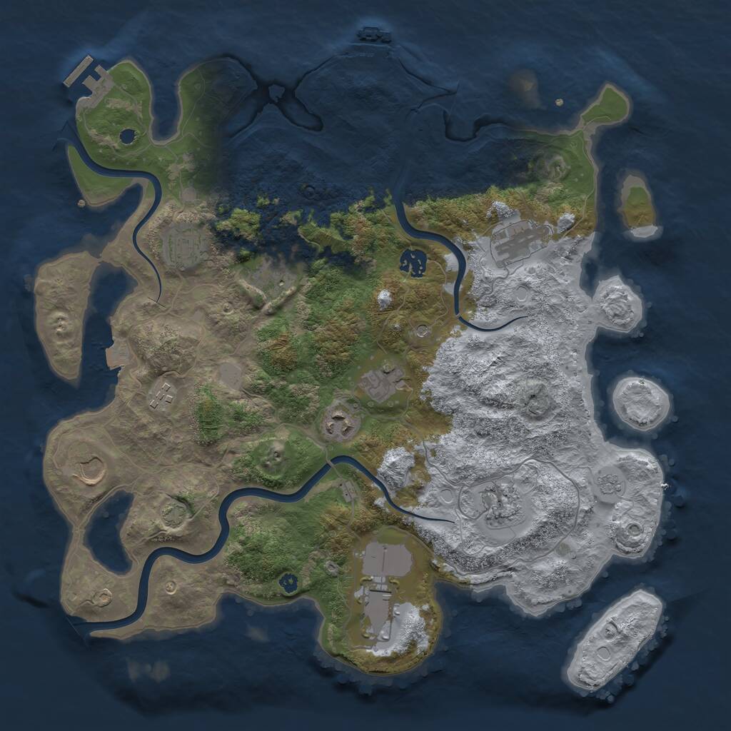 Rust Map: Procedural Map, Size: 3900, Seed: 802749826, 16 Monuments