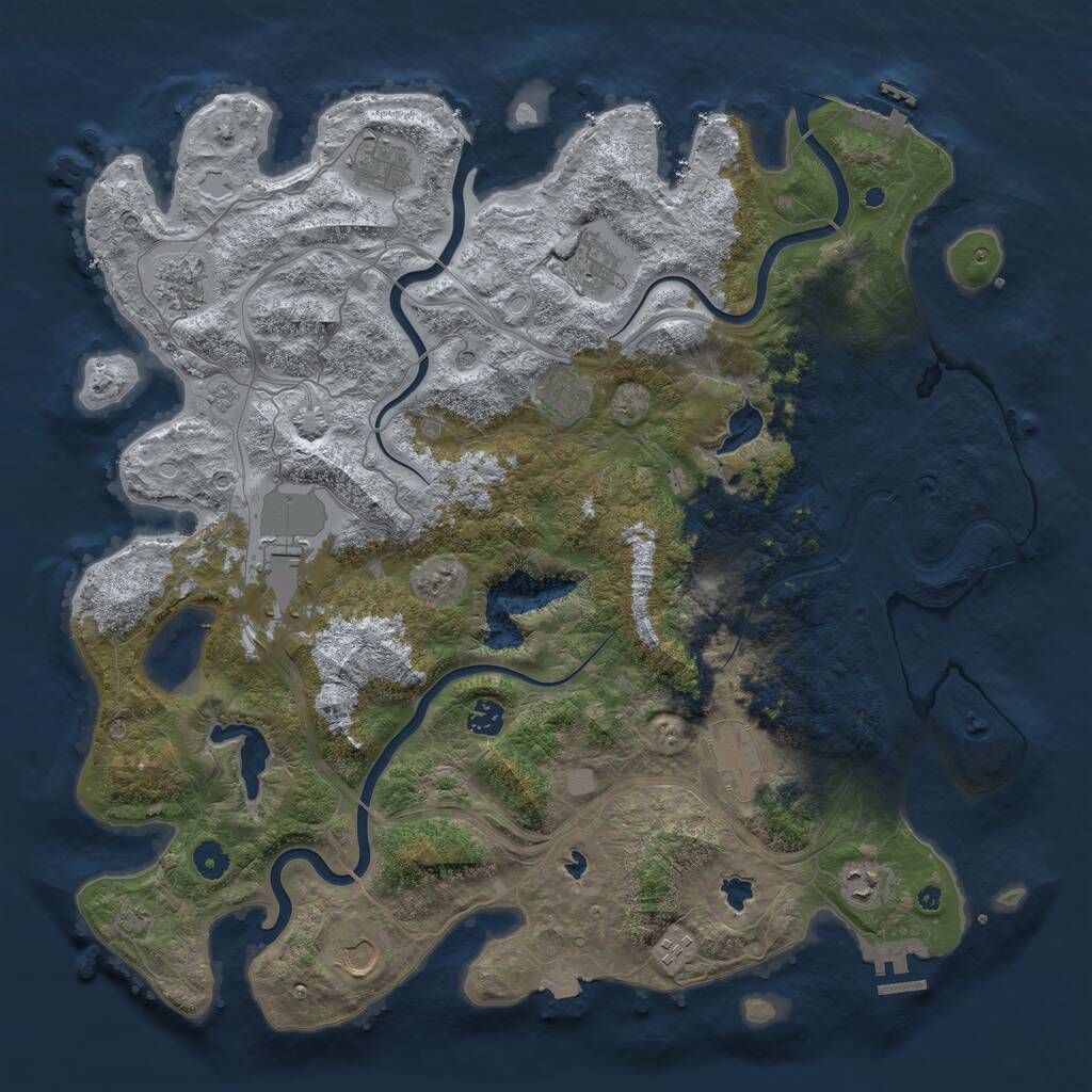Rust Map: Procedural Map, Size: 4500, Seed: 1723227673, 16 Monuments