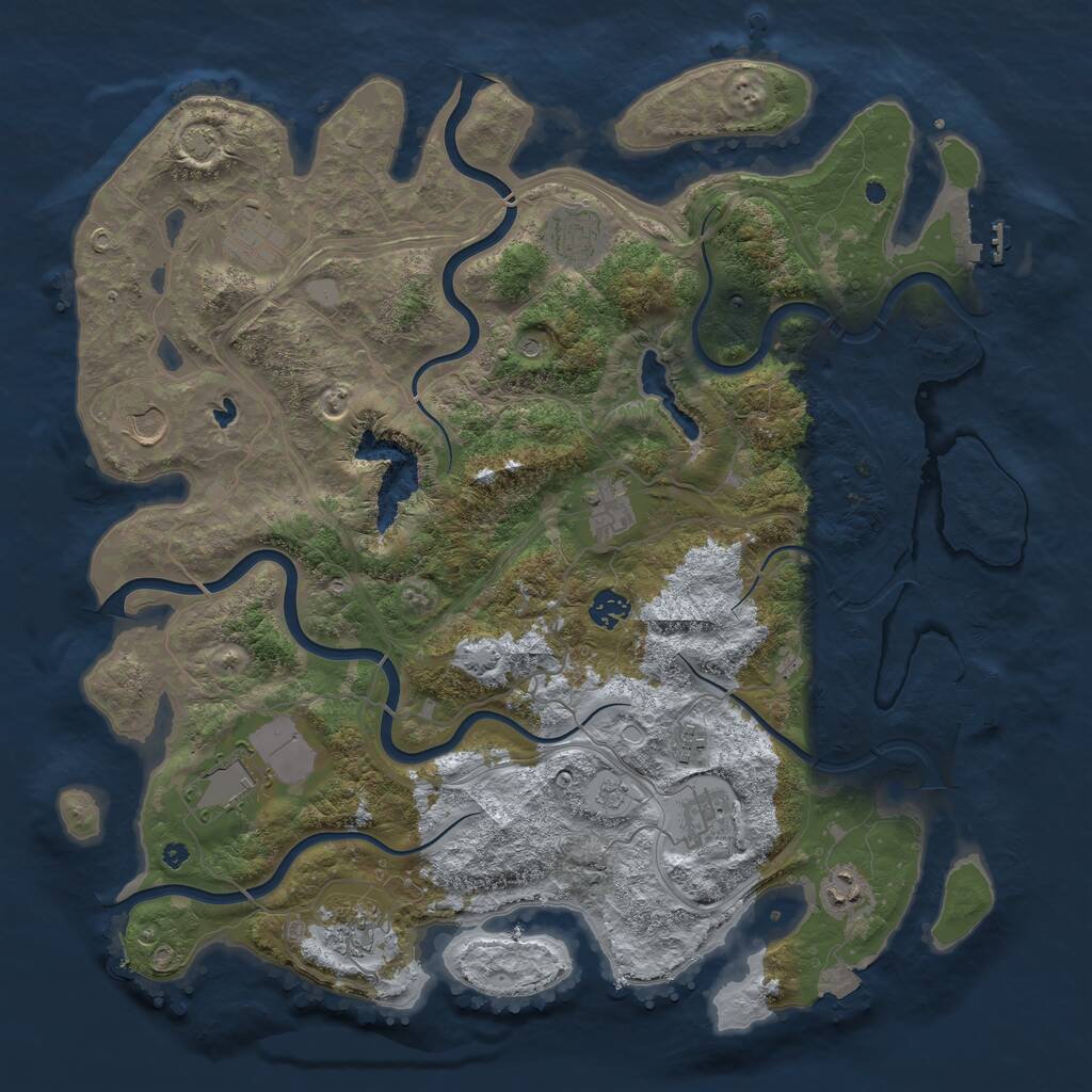 Rust Map: Procedural Map, Size: 4250, Seed: 1175463676, 16 Monuments